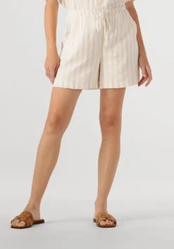 beige selected femme korte broek slfluisa mw striped string shorts b