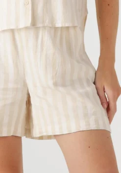 beige selected femme korte broek slfluisa mw striped string shorts b