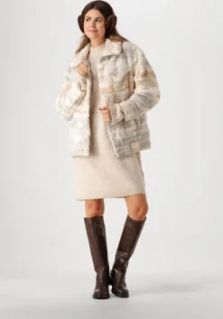 beige selected femme mini jurk slflulu ls high neck knit dress