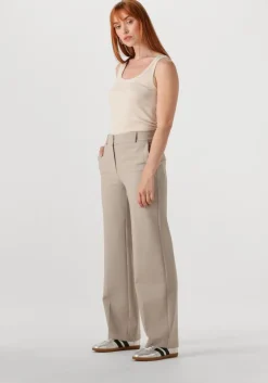 beige selected femme pantalon slfrita mw wide pant