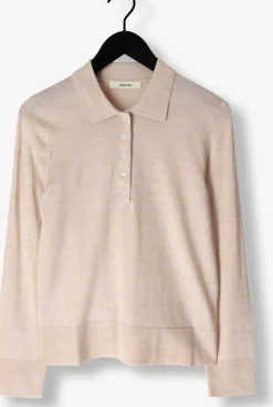 beige selected femme tops & t-shirts slfthea ls knit merino collar neck