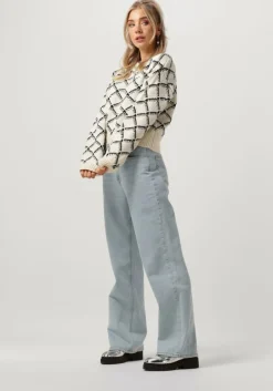 beige selected femme trui slfolivia ls cropped knit o-neck