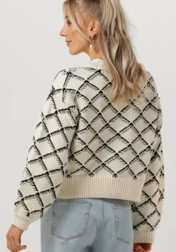 beige selected femme trui slfolivia ls cropped knit o-neck