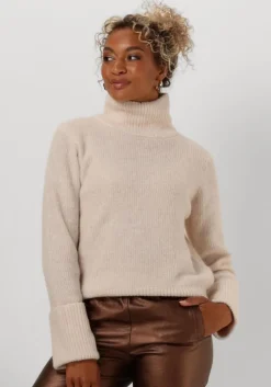 beige selected femme trui slfsia ras ls knit high neck