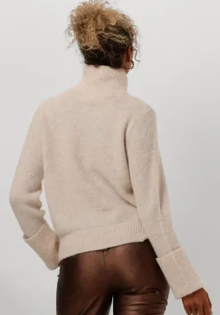 beige selected femme trui slfsia ras ls knit high neck