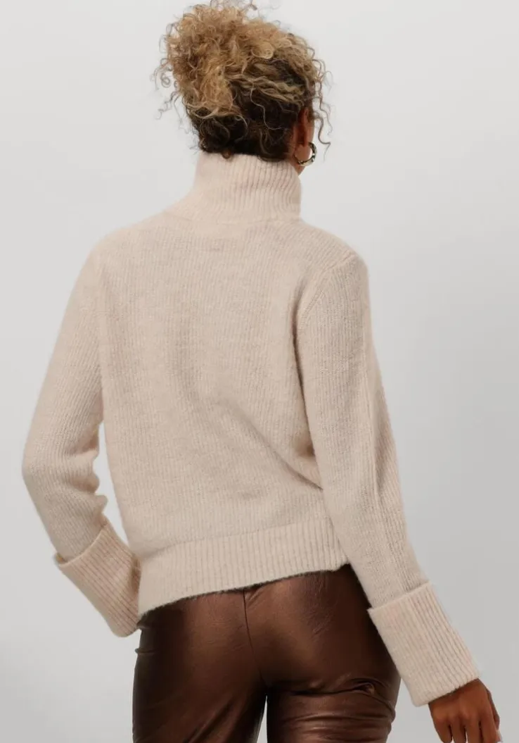 beige selected femme trui slfsia ras ls knit high neck