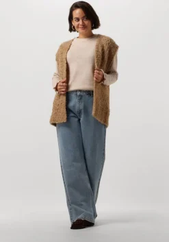 beige selected femme trui slflulu ls knit frill cuff o-neck