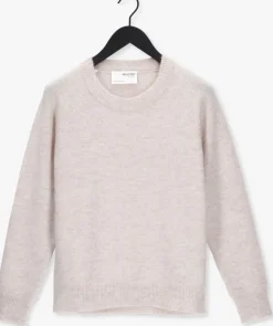 beige selected femme trui lulu ls knit o-neck b