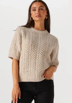 beige selected femme trui slfnelly 2/4 knit o-neckda