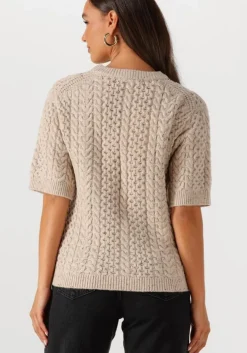 beige selected femme trui slfnelly 2/4 knit o-neckda