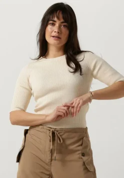 beige selected femme trui slfmala 2/4 knit o-neck b