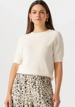 beige selected femme t-shirt slfelinna new ss knit top