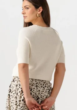 beige selected femme t-shirt slfelinna new ss knit top