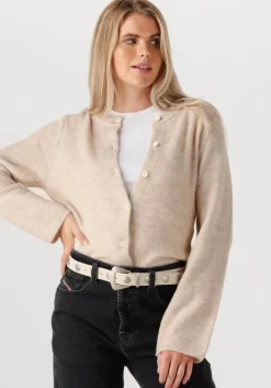 beige selected femme vest slflulu new ls knit cardigan