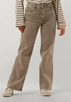 beige selected femme wide jeans slfalice-cora hw latte denim wide jeans