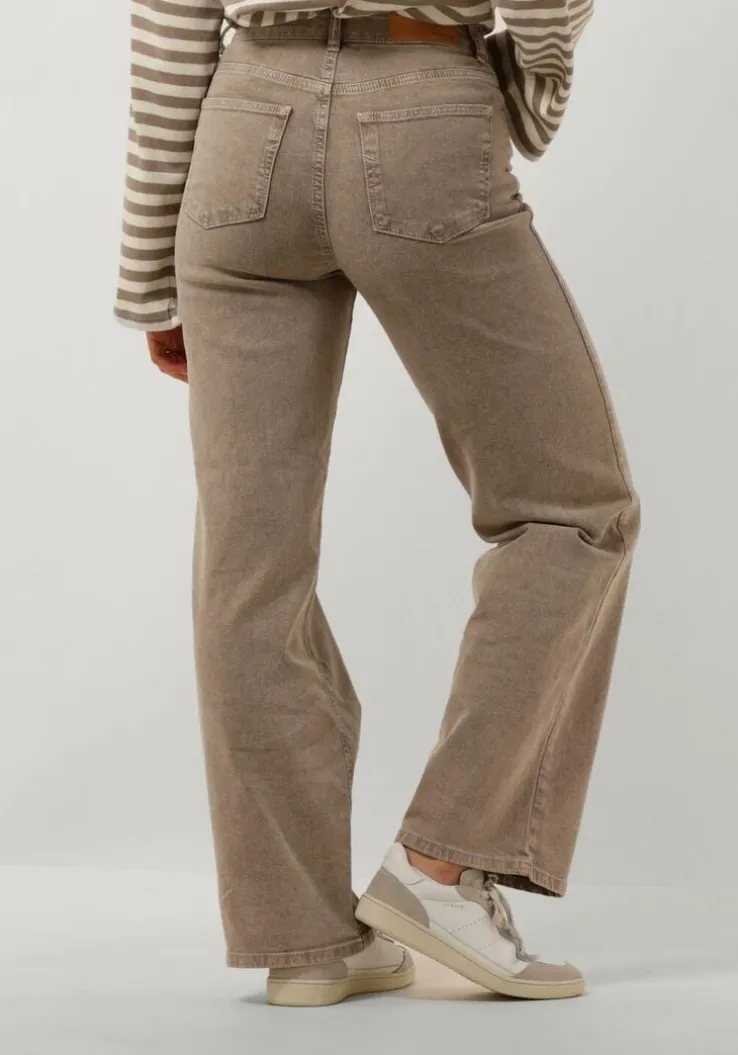 beige selected femme wide jeans slfalice-cora hw latte denim wide jeans