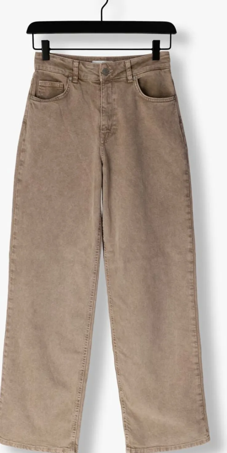 beige selected femme wide jeans slfalice-cora hw latte denim wide jeans