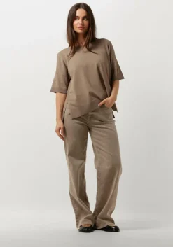 beige selected femme wide jeans slfalice-cora hw latte denim wide jeans