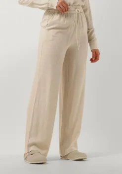 beige selected femme wijde broek slfviva-gulia hw long linen pant noos