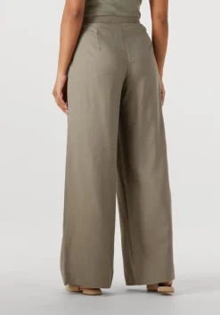 beige selected femme wijde broek slfnatuk mw wide pleated pant