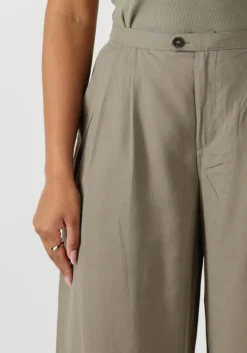 beige selected femme wijde broek slfnatuk mw wide pleated pant