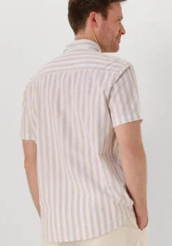 beige selected homme casual overhemd slhreg-sun shirt ss noos