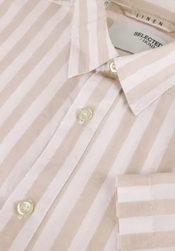 beige selected homme casual overhemd slhreg-sun shirt ss noos