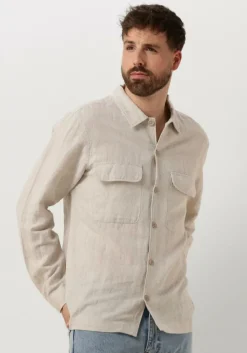 beige selected homme casual overhemd slhmads-linen overshirt ls noos