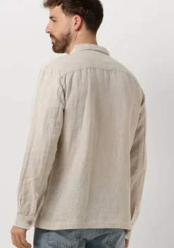 beige selected homme casual overhemd slhmads-linen overshirt ls noos