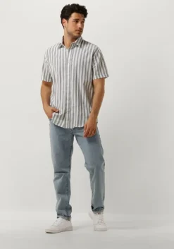 beige selected homme casual overhemd slhregnew-linen shirt ss classic