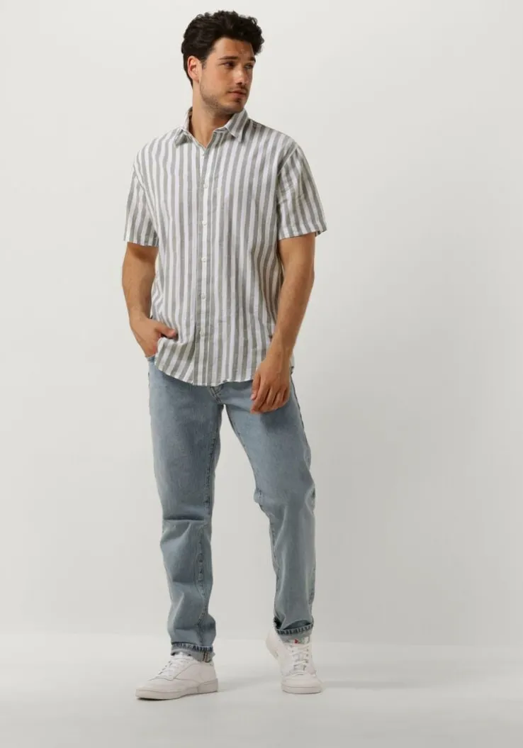 beige selected homme casual overhemd slhregnew-linen shirt ss classic