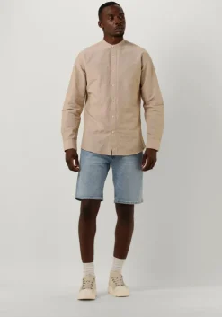 beige selected homme casual overhemd slhslimnew-linen shirt ls band w