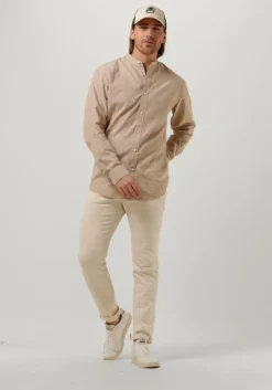 beige selected homme casual overhemd slhslimnew-linen shirt ls band w