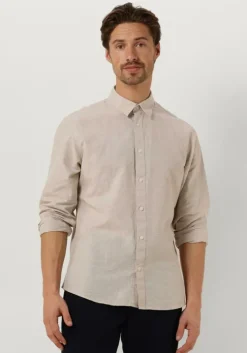 beige selected homme casual overhemd slhslim-sun shirt ls noos