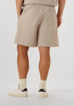 beige selected homme korte broek slhloose-ace seersucker string shorts