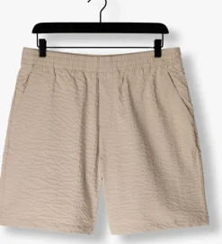 beige selected homme korte broek slhloose-ace seersucker string shorts