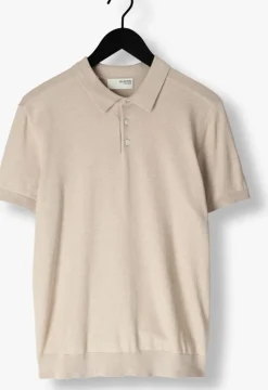 beige selected homme polo slhberg ss knit polo noos