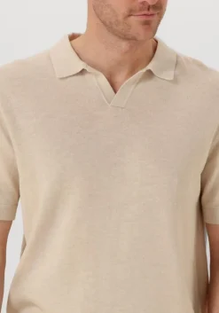 beige selected homme polo slhmattis ss knit sun open polo noos