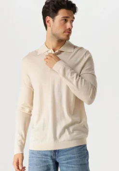 beige selected homme trui slhtray ls knit merino polo