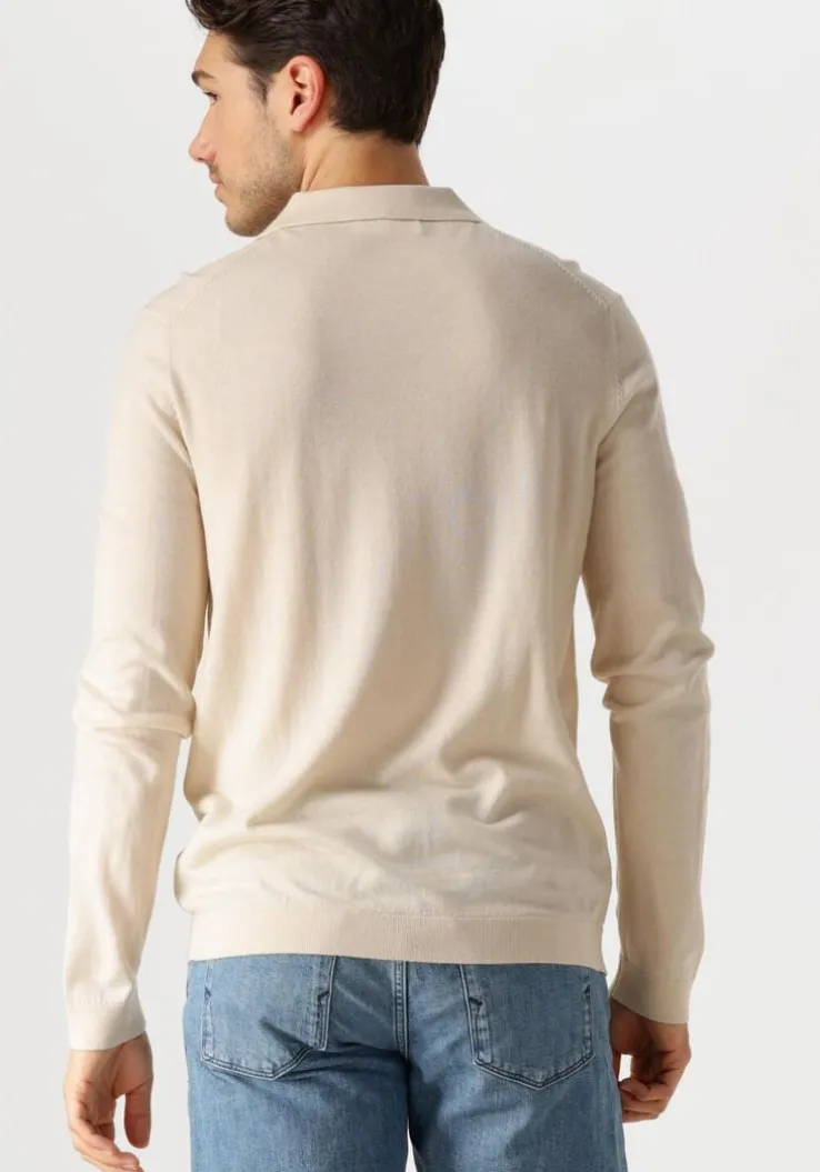 beige selected homme trui slhtray ls knit merino polo