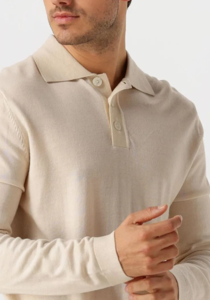 beige selected homme trui slhtray ls knit merino polo