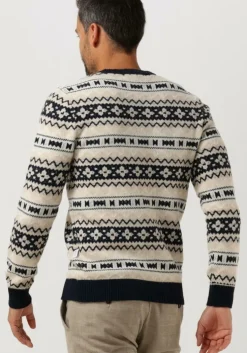 beige selected homme trui faroe ls knit fair isle crew