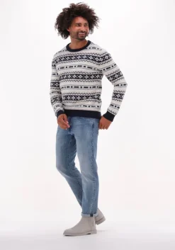 beige selected homme trui faroe ls knit fair isle crew