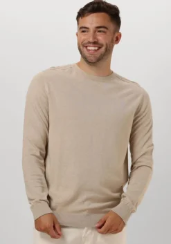 beige selected homme trui slhberg crew neck noos