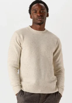 beige selected homme trui slhneil ls knit neps crew neck