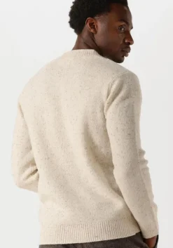 beige selected homme trui slhneil ls knit neps crew neck