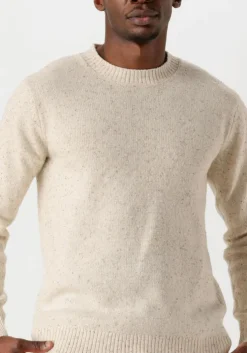 beige selected homme trui slhneil ls knit neps crew neck