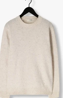 beige selected homme trui slhneil ls knit neps crew neck