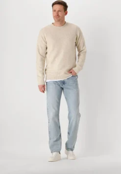 beige selected homme trui slhneil ls knit neps crew neck