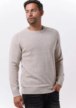 beige selected homme trui newcoban lambs wool crew neck w